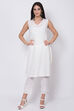 Indigo And White Viscose Cotton Front Open Printed Kurta image number 4