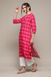 Hot Pink LIVA Straight Printed Kurta image number 3