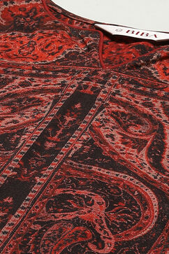 Dull Red LIVA Straight Printed Kurta image number 1