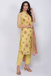 Yellow Art Silk Straight Kurta Pant Suit Set image number 3