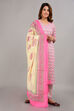 Pink Cotton Screen Print Unstitched Suit Set image number 4