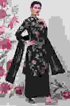 Rohit Bal Black Silk Straight Printed Suit Set image number 6