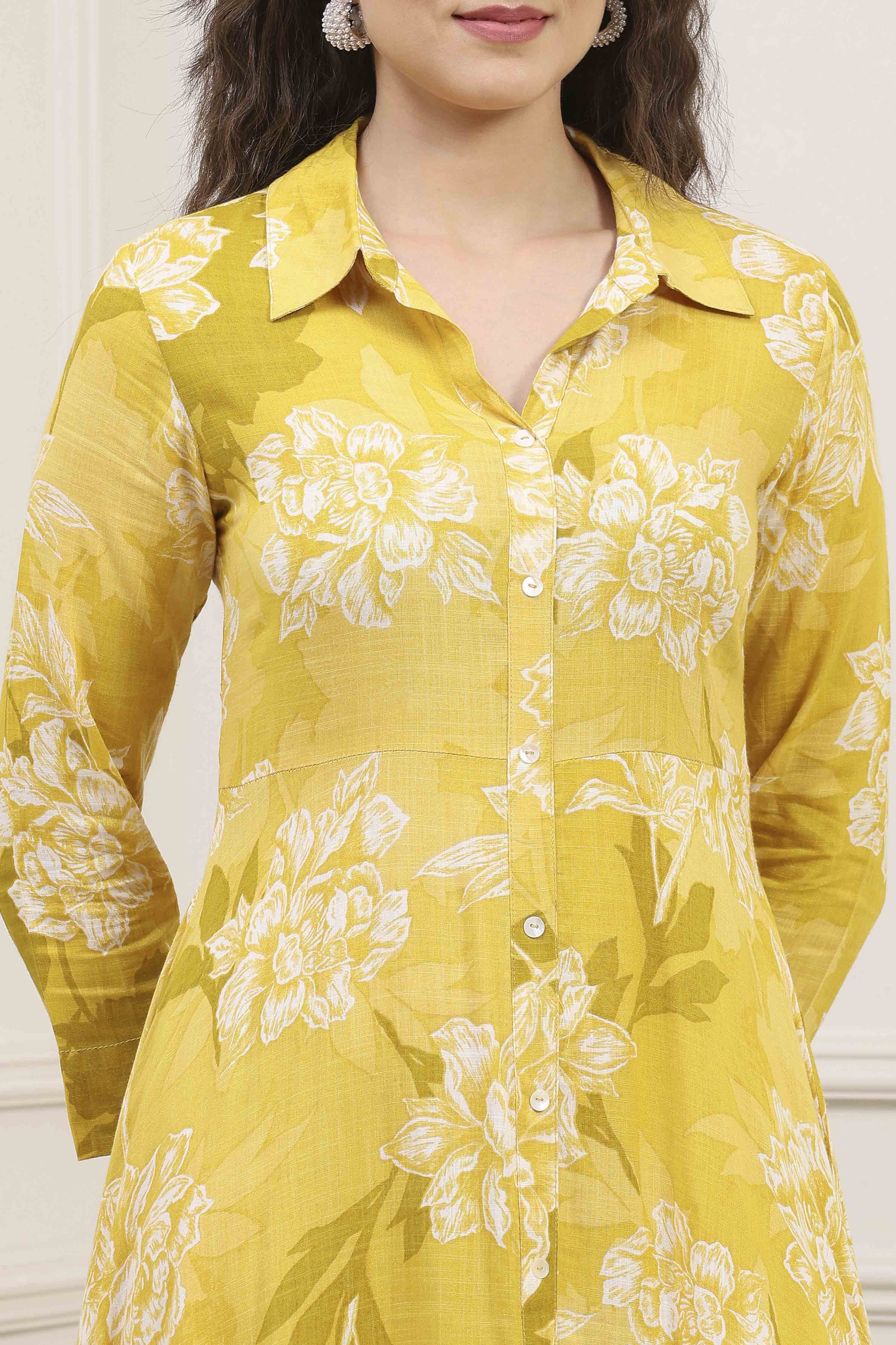 Olive Rayon Printed Straight Dress image number 1