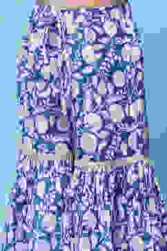 Blue Printed Cotton Peplum Kurta & Garara With Net Dupatta image number 2