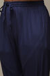 Navy Blue Cotton Blend Straight Kurta Churidar Suit Set image number 2