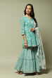 Sea Green Cotton Straight Kurta Garara Suit Set image number 1