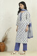 Orange Cotton Printed Embroidered Unstitched Suit Set image number 4