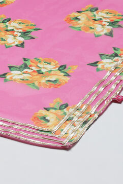 Yellow & Violet Art Silk Straight Kurta Garara Suit Set image number 3