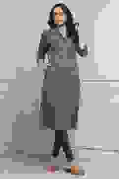 Earthy Green Yarn-Dyed Printed Straight Winter Kurta image number 0