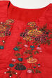 Red Silk Blend Hand Embroidered Unstitched Suit Set image number 2