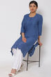 Blue Cotton Linen Solid Kurti image number 4