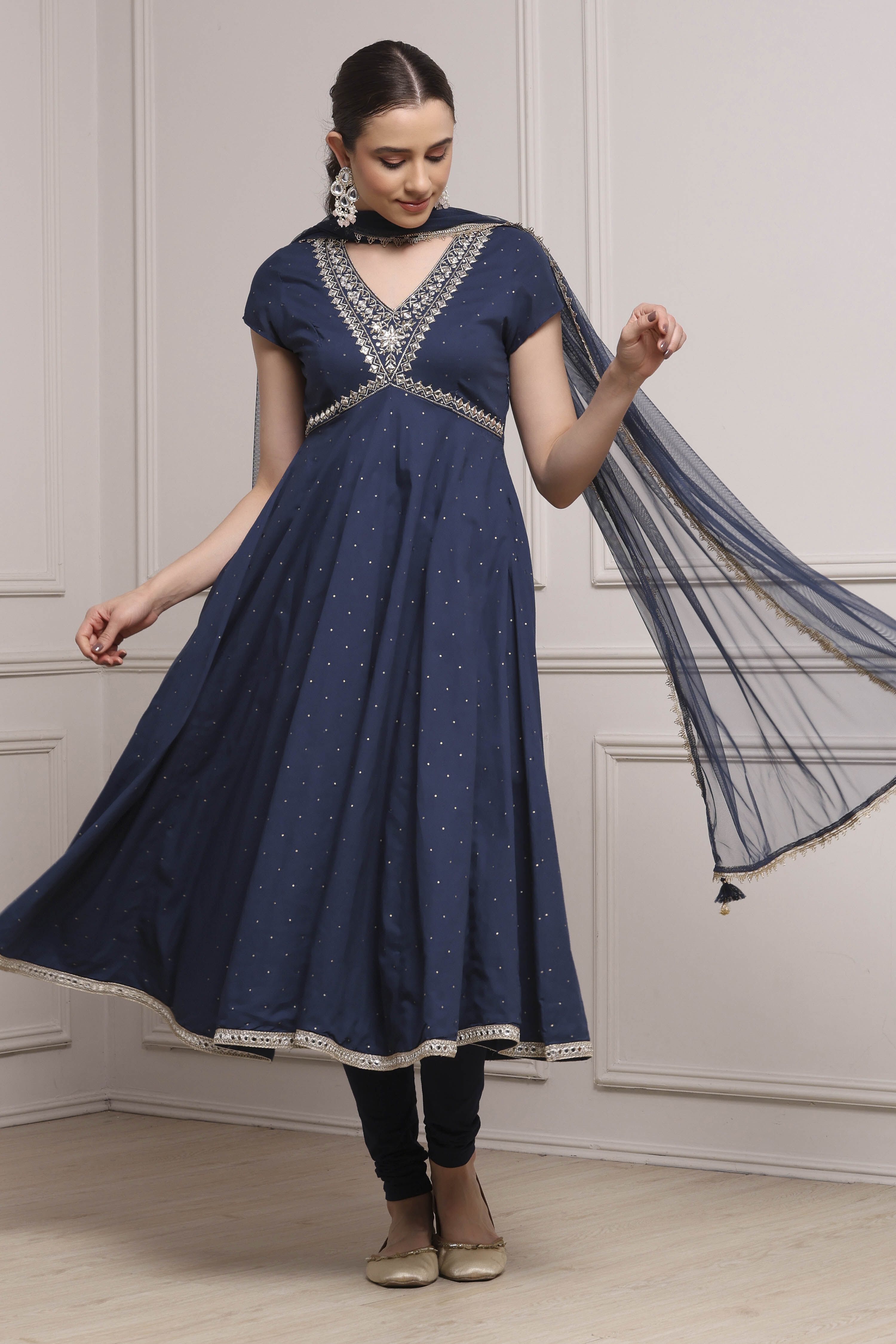 Blue Cotton Printed Lehenga Set image number 0