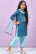 Marine Blue Art Silk Straight Straight Kurta Palazzo Suit Set image number 6