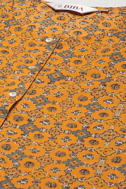 Orange Cotton A-Line Kurta image number 1