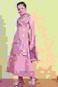 Pink Cotton Floral Strappy Straight Suit Set image number 3