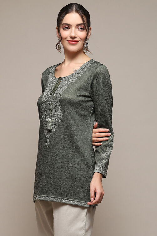 Teal Printed Straight Kurti image number 2