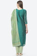 Turquoise Cotton Blend Hand Embroidered Unstitched Suit Set image number 4