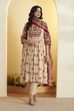 Beige Cotton Kalidar Suit Set image number 6