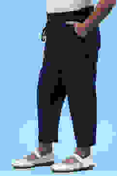 Marine Blue Cotton Solid Pants image number 2