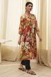 Rust Printed Straight Kurta image number 4
