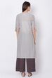 Off White Straight Kurta Palazzo Suit Set image number 5