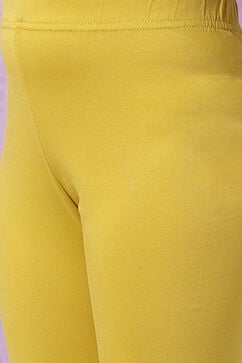 Lime Yellow Cotton Anarkali Kurta Churidar Suit Set image number 5