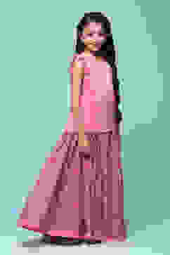 Pink Cotton Straight Printed Kurta Skirt Suit Set image number 5