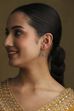 Green Silver Plated Brass Studded Drop Earrings image number 3
