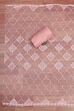 Peach Chanderi  Embroidered Unstitched Suit Set image number 3