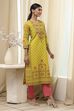 Green Cotton Printed Straight Kurta image number 4