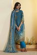 Turquoise Cotton Straight Printed Kurta Ankle Length Suit Set