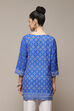 Royal Blue LIVA Straight Printed Kurti image number 4