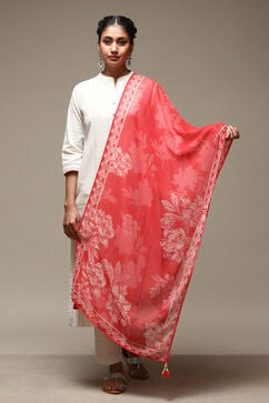 Coral Cotton Blend Printed Scarf image number 0
