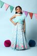 Blue Cotton Blend Short Top Lehenga Set image number 7