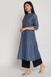 Indigo Art Silk Kurta Pants Set image number 2