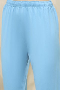 Blue Poly Chanderi Straight Suit Set image number 2