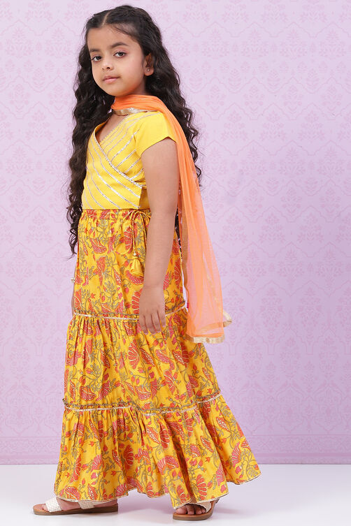 Yellow Art Silk Lehenga Set image number 5