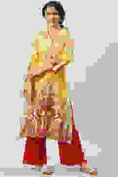 Yellow Rayon Straight Printed Kurta image number 0