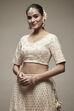 Beige Nylon Lehenga Set image number 5