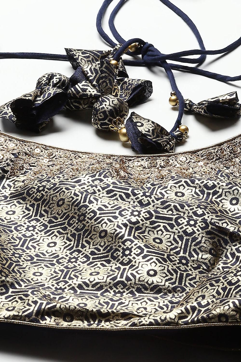 Navy Blue Foil Printed Lehenga Set image number 1