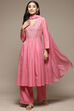 Pink Cotton Gathered Kurta Palazzo Suit Set image number 6