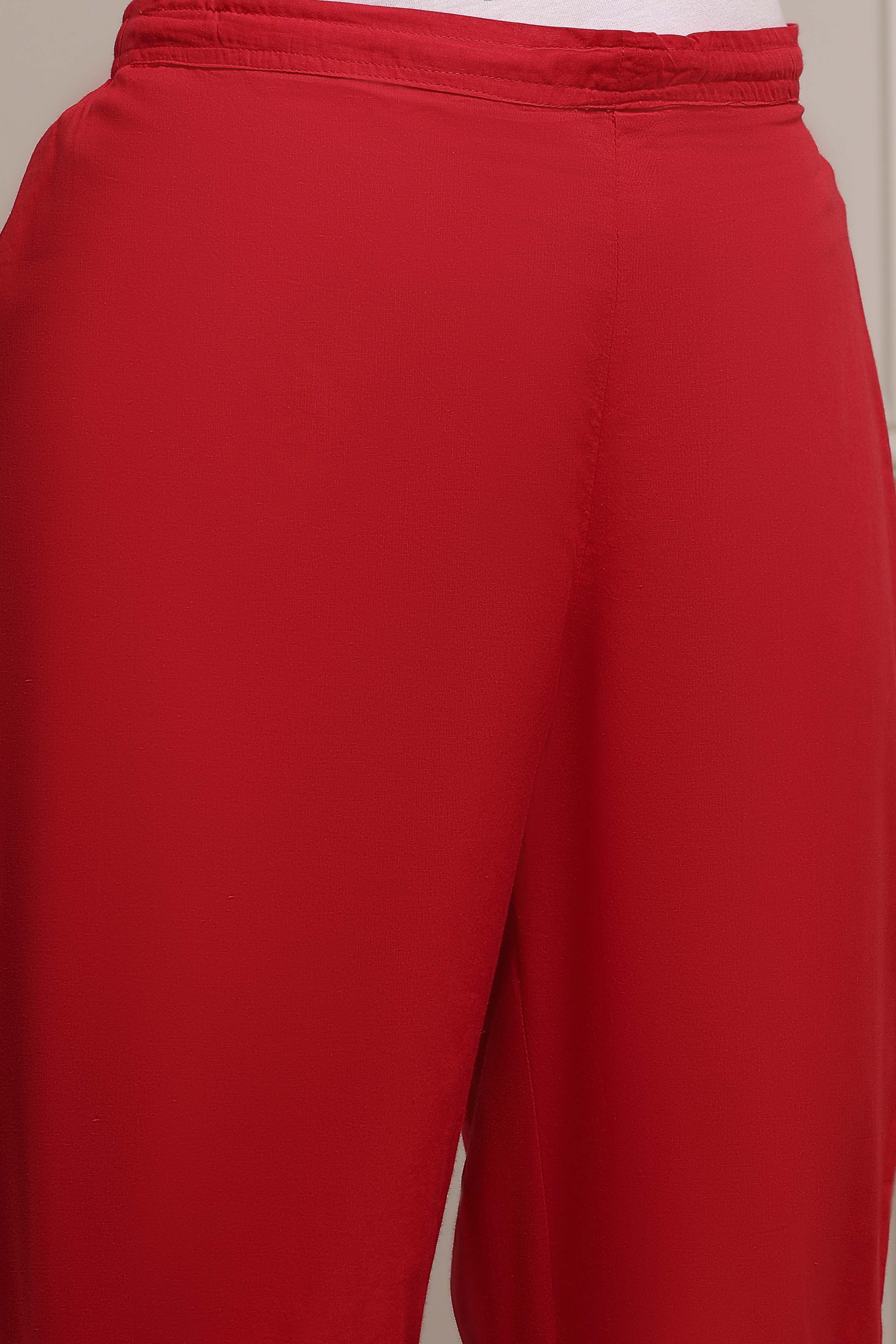 Maroon Cotton Printed Straight Suit Set image number 2