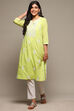 Sea Green Cotton Straight Embroidered Kurta