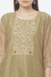 Light Green Cotton Blend Hand Embroidered Unstitched Suit Set image number 1
