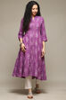 Purple Cotton IKAT Flared Yarndyed Kurta image number 5