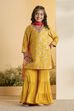 Yellow Floral Printed Straight Sharara Kurta Set image number 6