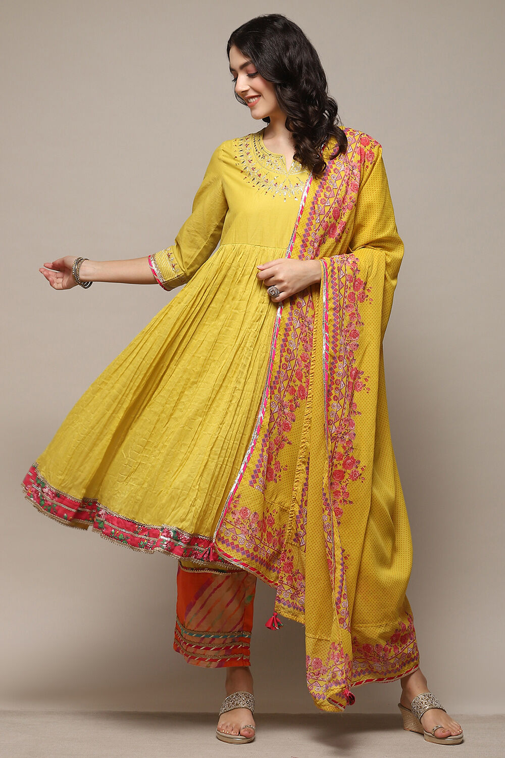 Biba yellow anarkali suit new arrivals