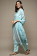 Light Blue Silk Blend Digital Print Unstitched Suit Set image number 5