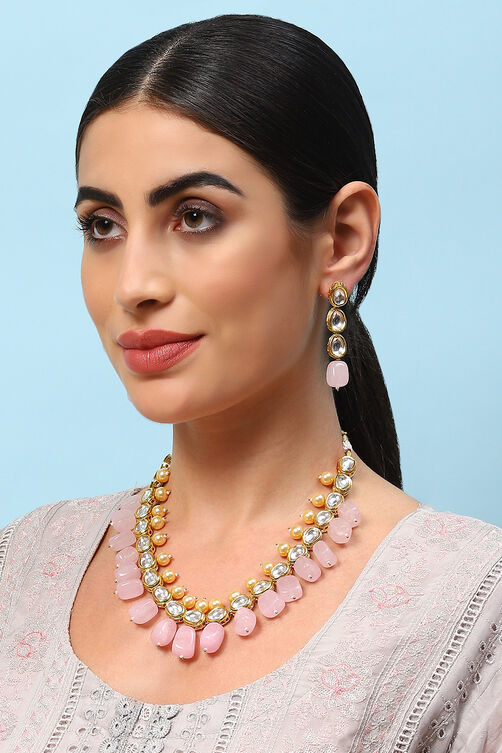 Light Pink Brass Necklace Set image number 3