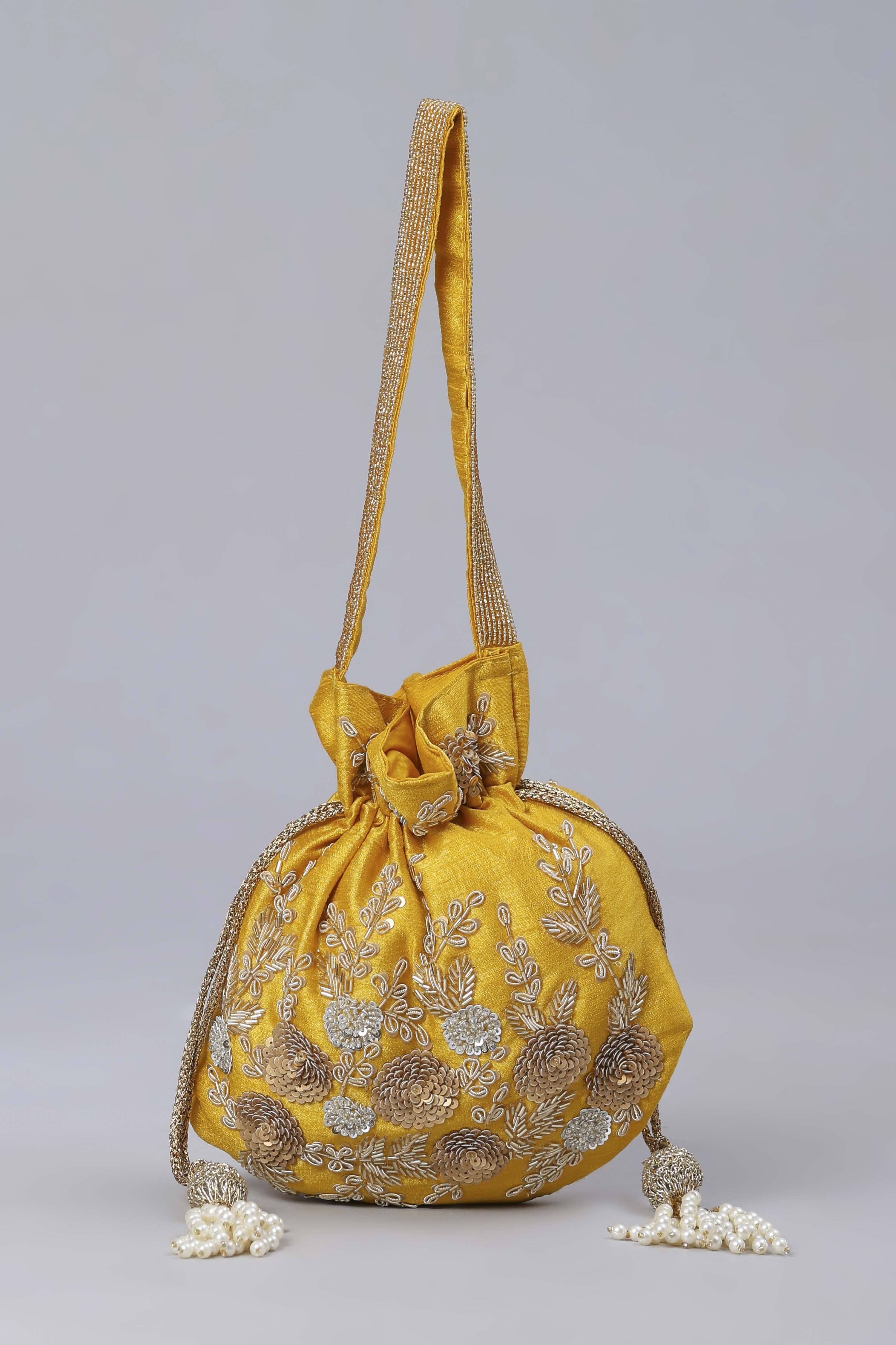 Mustard Fabric Potli Bag image number 1